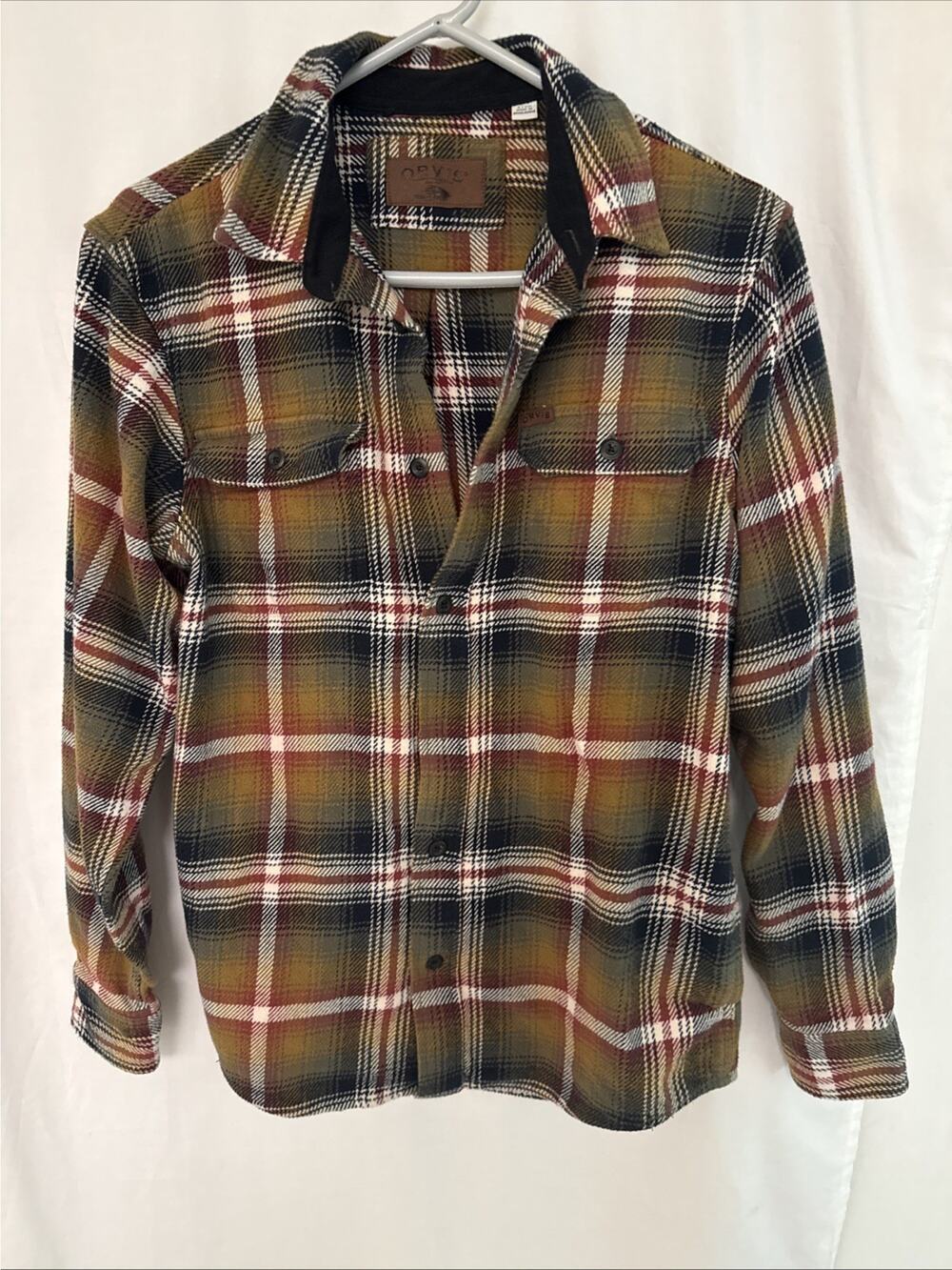 Orvis Shirt Mens Small Multicolor Plaid Flannel Long Sleeve Button Front Casual